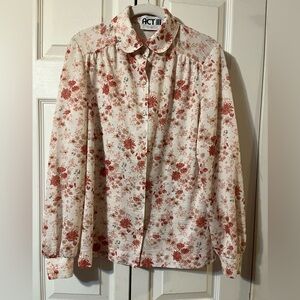 ACT III Vintage Floral Women’s Button Up Blouse Made in USA 1970’s Size S/M